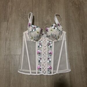 Victoria's Secret Blush Floral Lace-Up Longline Camisole
